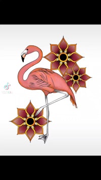 a pink flamingo is standing on a flower